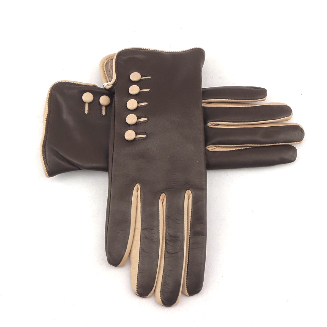 Guanto Pelle Bottoni Caridei - immagine 4